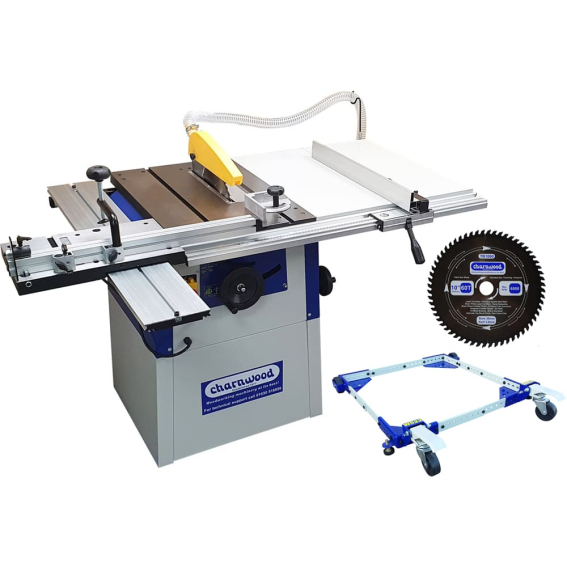 (image for) Charnwood W629P 10" Table Saw with Wheel Kit and Low Noise Blade (Package Deal)