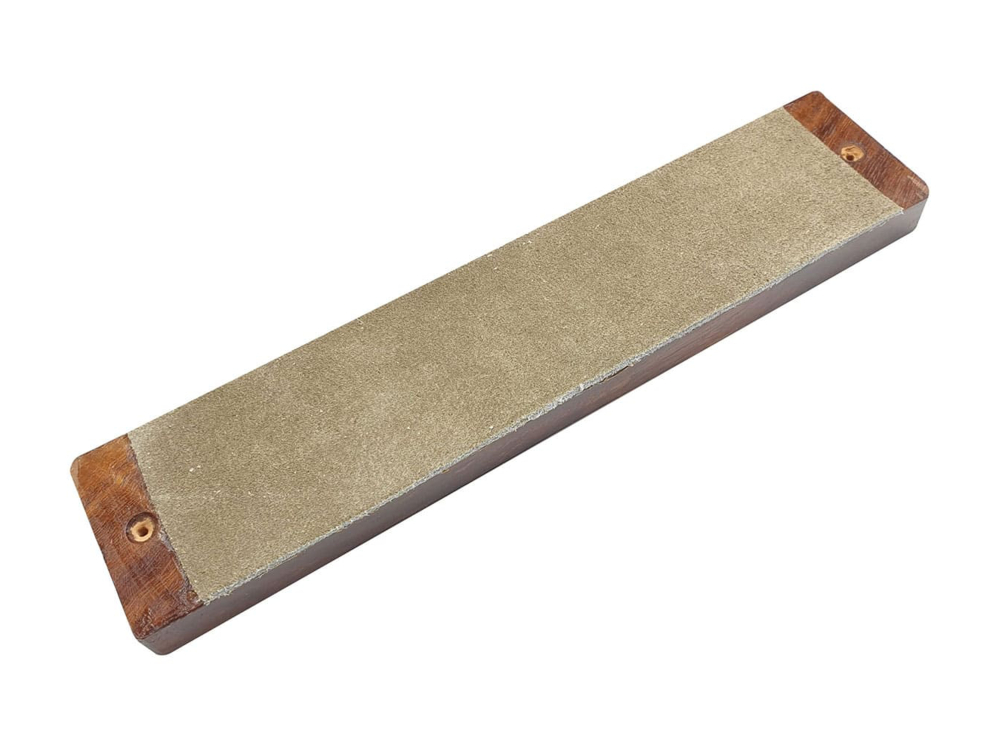 (image for) Beber Leather Knife Strop on a Rosewood Board