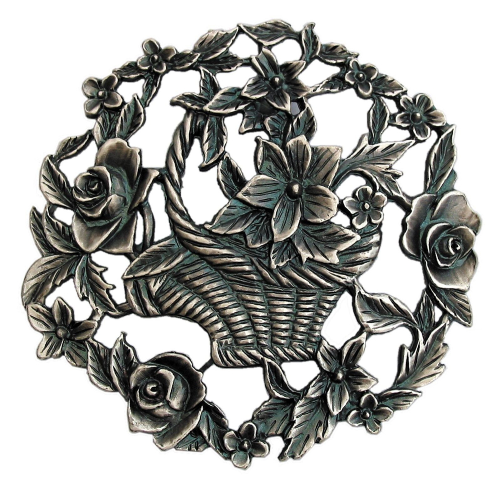 (image for) Pewter Pot Pourri Lid - Flower Basket