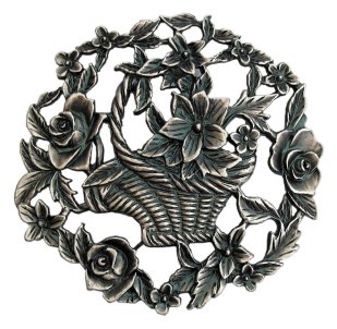 (image for) Pewter Pot Pourri Lid - Flower Basket